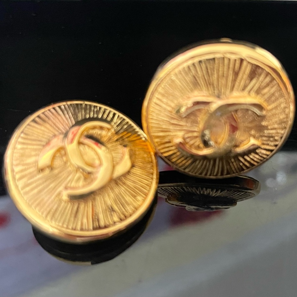 * SOLD*. CHANEL VINTAGE MADEMOISELLE 24K GP EARRINGS
